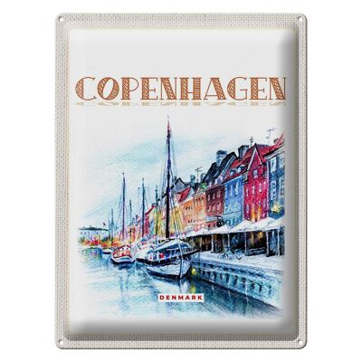 Cartel de chapa de viaje, 30x40cm, arte, Copenhague, Dinamarca, barco