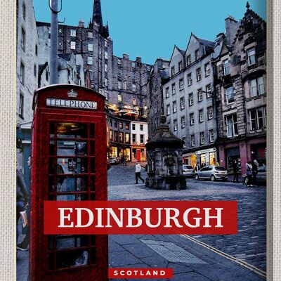 Cartel de chapa Travel 30x40cm Edimburgo Escocia Teléfono rojo