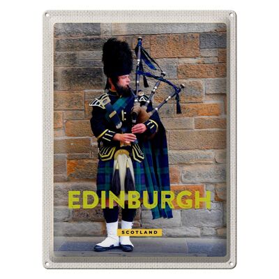 Blechschild Reise 30x40cm Edinburgh Scotland Dudelsack Mann