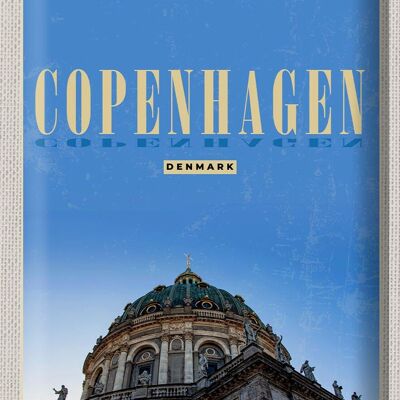 Targa in metallo da viaggio 30x40 cm Retro Copenhagen Danimarca Tetto a cupola