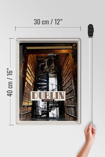 Panneau de voyage en étain, 30x40cm, rétro, bibliothèque de Dublin, irlande 4