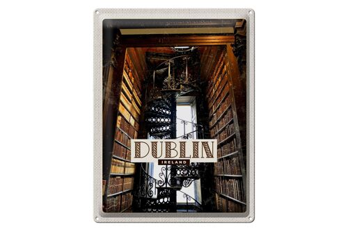 Blechschild Reise 30x40cm Retro Dublin Ireland Bibliothek