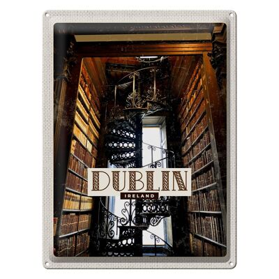 Targa in metallo da viaggio 30x40 cm Retro Biblioteca Dublino Irlanda
