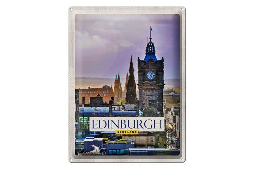 Blechschild Reise 30x40cm Edinburgh Scotland Uhrturm