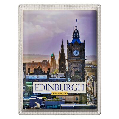 Cartel de chapa de viaje, 30x40cm, Edimburgo, Escocia, torre del reloj