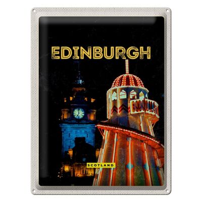 Targa in metallo da viaggio 30x40 cm Edimburgo Scozia Luci notturne