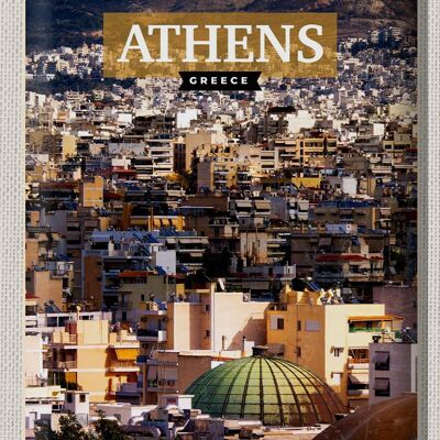 Plaque en tôle voyage 30x40cm Athènes Grèce vue de la ville