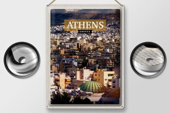 Plaque en tôle voyage 30x40cm Athènes Grèce vue de la ville 2