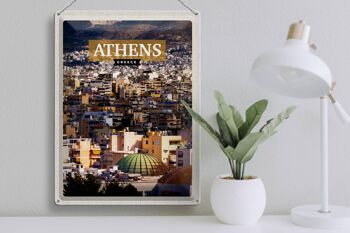 Plaque en tôle voyage 30x40cm Athènes Grèce vue de la ville 3