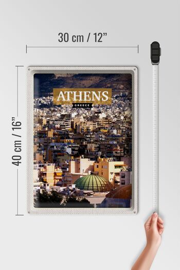 Plaque en tôle voyage 30x40cm Athènes Grèce vue de la ville 4