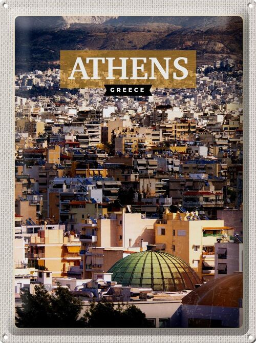 Blechschild Reise 30x40cm Athens Greece Blick auf die Stadt