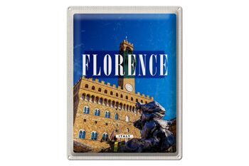 Panneau de voyage en étain, 30x40cm, Florence, italie, tour d'horloge rétro, Toscana 1