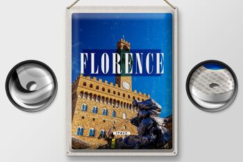 Panneau de voyage en étain, 30x40cm, Florence, italie, tour d'horloge rétro, Toscana 2