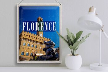 Panneau de voyage en étain, 30x40cm, Florence, italie, tour d'horloge rétro, Toscana 3