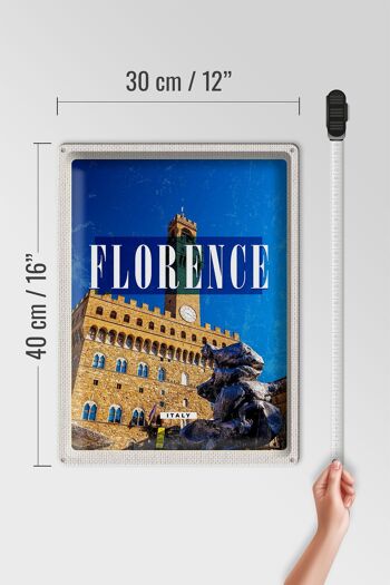 Panneau de voyage en étain, 30x40cm, Florence, italie, tour d'horloge rétro, Toscana 4