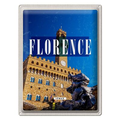 Blechschild Reise 30x40cm Florence Italy Retro Uhrturm Toscana