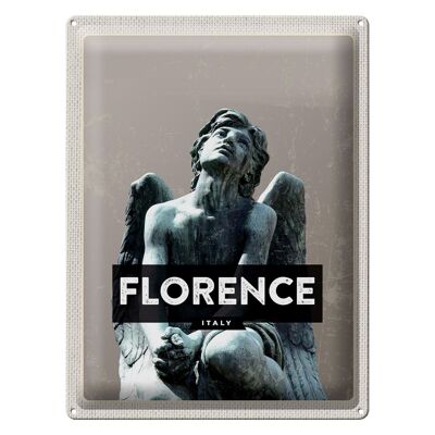 Cartel de chapa de viaje 30x40cm Florencia Italia estatua del ángel nostálgico