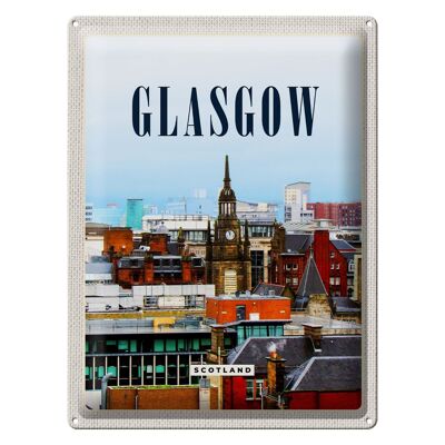 Targa in metallo da viaggio 30x40 cm Glasgow Scotland Old Town