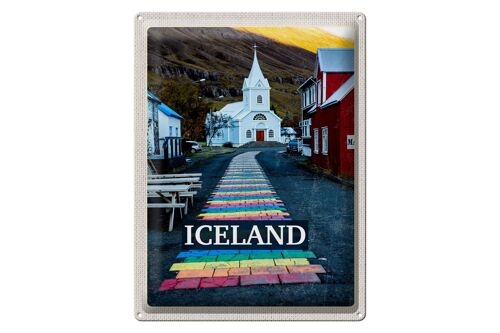 Blechschild Reise 30x40cm Iceland Iselstaat Kirche