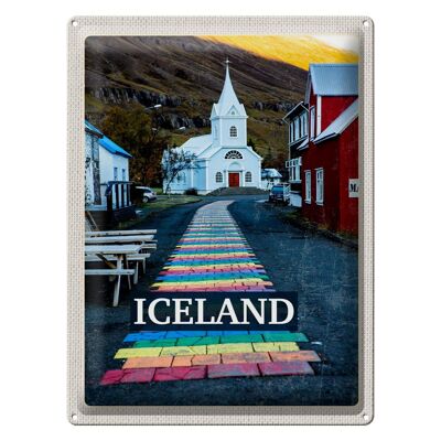 Blechschild Reise 30x40cm Iceland Iselstaat Kirche