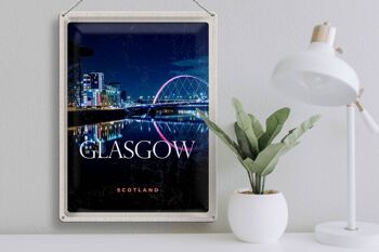 Panneau de voyage en étain, 30x40cm, Glasgow, Écosse, ville portuaire rétro 3