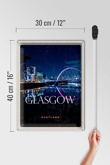 Panneau de voyage en étain, 30x40cm, Glasgow, Écosse, ville portuaire rétro 4