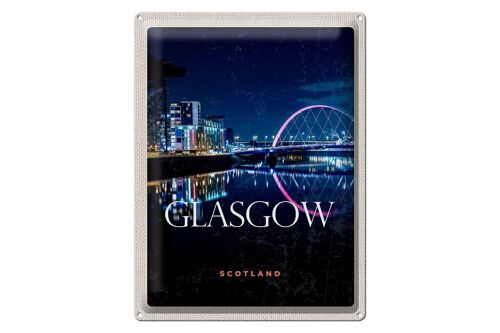 Blechschild Reise 30x40cm Glasgow Scotland Retro Hafenstadt