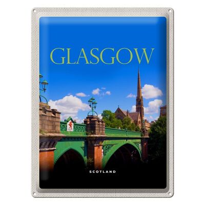 Cartel de chapa viaje 30x40cm Puente medieval de Glasgow Escocia