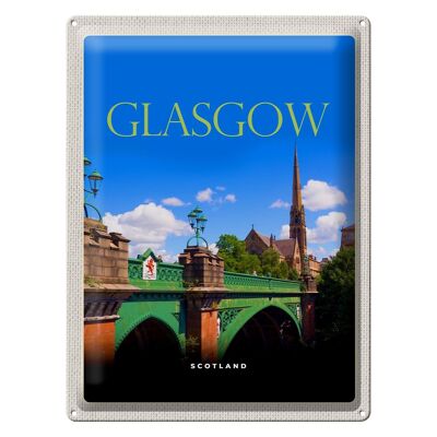 Blechschild Reise 30x40cm Glasgow Scotland mittelalterliche Brücke