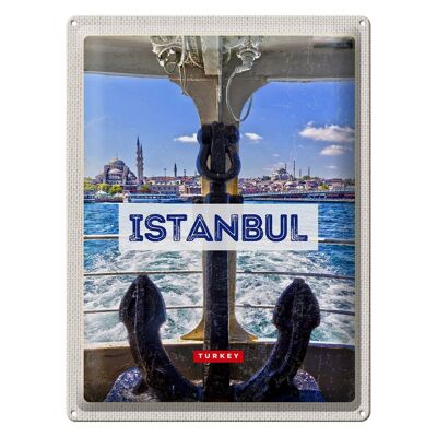 Blechschild Reise 30x40cm Istanbul Turkey Anker Meer Geschenk