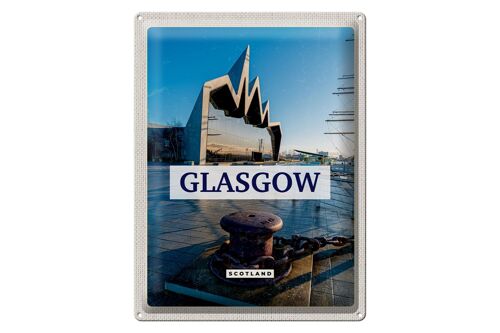 Blechschild Reise 30x40cm Glasgow Scotland Hafenstadt