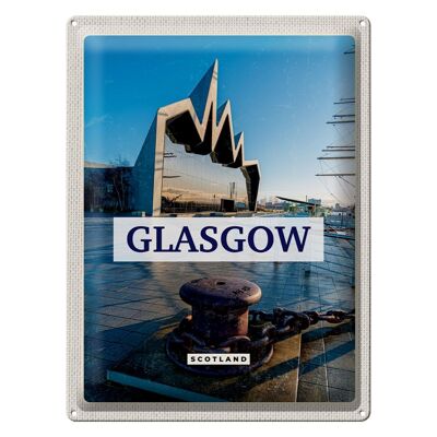 Targa in metallo da viaggio 30x40 cm Glasgow Scozia città portuale
