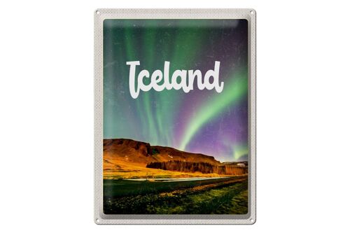 Blechschild Reise 30x40cm Iceland Retro Polarlicht Geschenk