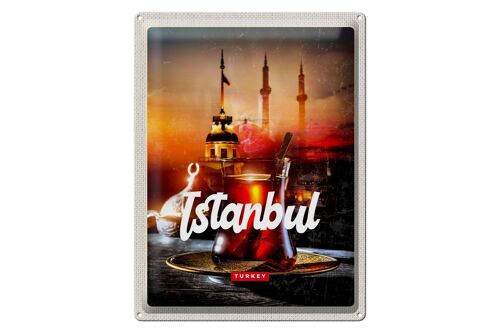 Blechschild Reise 30x40cm Istanbul Turkey Çay türkischer Tee