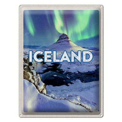 Targa in metallo da viaggio 30x40 cm Islanda Iselstaat Aurora boreale regalo