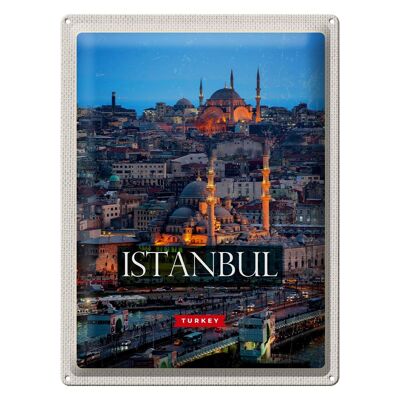 Targa in metallo da viaggio 30x40 cm Istanbul Turchia Foto Moschea