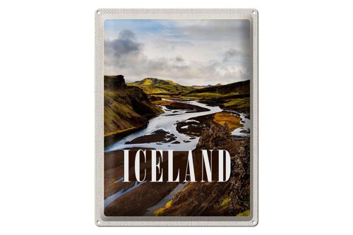 Blechschild Reise 30x40cm Iceland Berge Vulkaninsel Geschenk