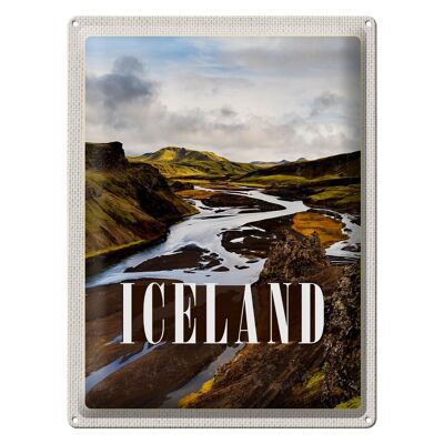 Targa in metallo da viaggio 30 x 40 cm, montagne islandesi, isola vulcanica, regalo