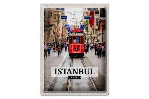 Blechschild Reise 30x40cm Istanbul Turkey Straßenbahn Reiseziel