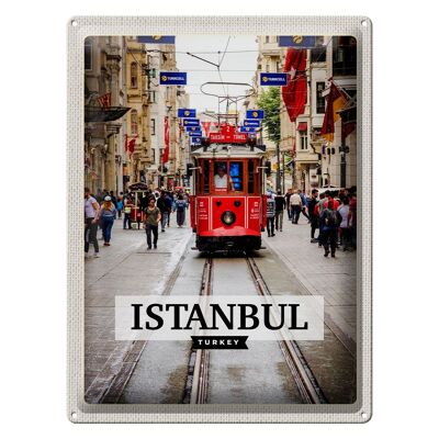 Blechschild Reise 30x40cm Istanbul Turkey Straßenbahn Reiseziel