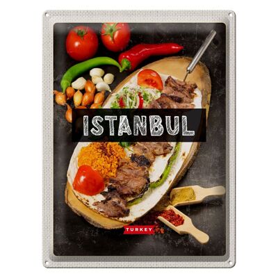 Cartel de chapa de viaje, 30x40cm, Estambul, Turquía, Kebab, carne, filete
