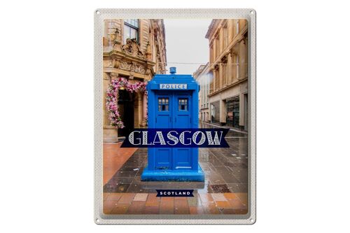 Blechschild Reise 30x40cm Glasgow Scotland Hafenstadt Police