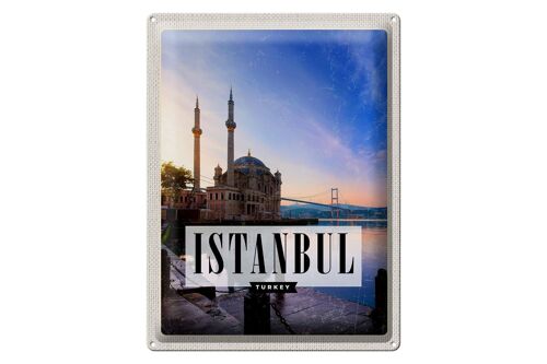 Blechschild Reise 30x40cm Istanbul Turkey Moschee Meer Geschenk