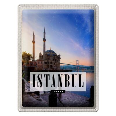 Blechschild Reise 30x40cm Istanbul Turkey Moschee Meer Geschenk