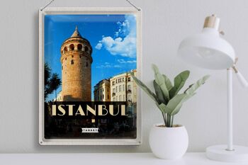 Panneau de voyage en étain, 30x40cm, rétro, Istanbul, turquie, tour de Galata 3