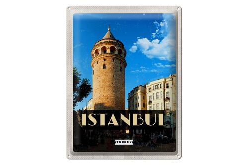 Blechschild Reise 30x40cm Retro Istanbul Turkey Galataturm