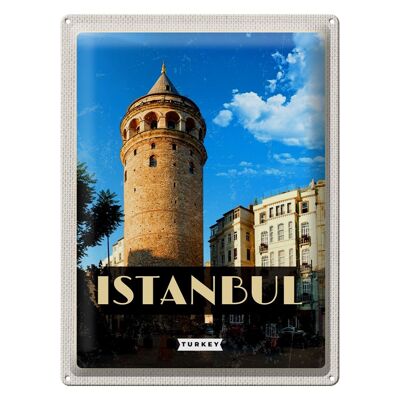 Blechschild Reise 30x40cm Retro Istanbul Turkey Galataturm