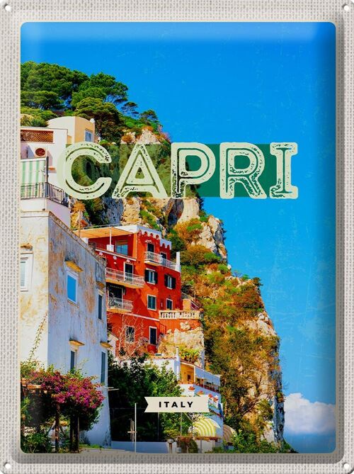 Blechschild Reise 30x40cm Capri Italy Stadt Bergen Urlaub