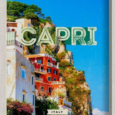 Blechschild Reise 30x40cm Capri Italy Stadt Bergen Urlaub