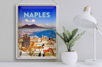 Signe en étain voyage 30x40cm rétro Naples italie Naples Panorama mer 3